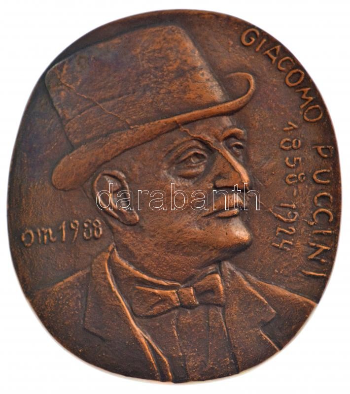 Osváth Mária (1921-1998) 1988. 'Giacomo Puccini 1858-1924' egyoldalas, öntött bronz plakett (117x104mm) T:1- öntési hiba