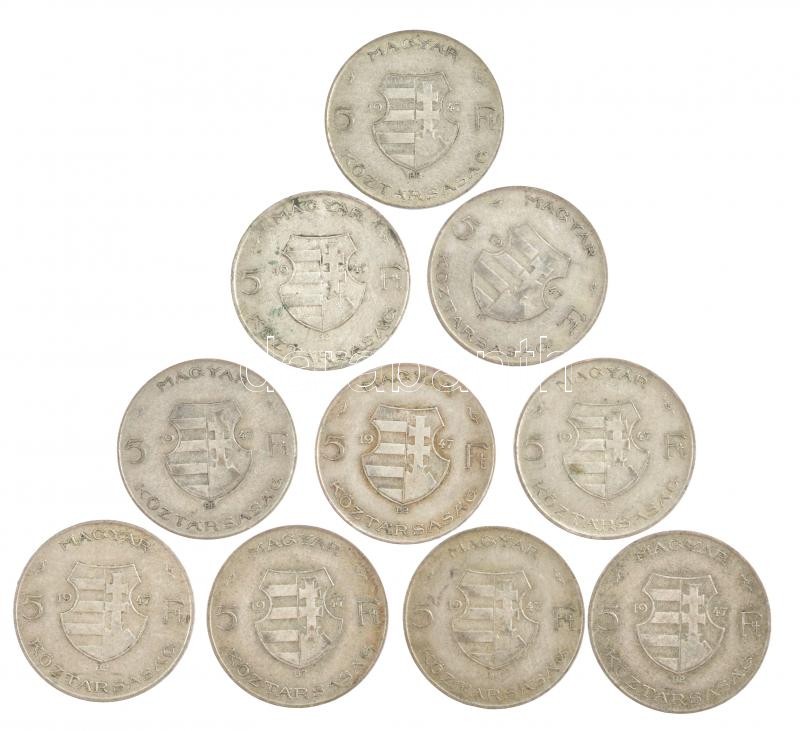 1947. 5Ft Ag 'Kossuth' (10x) T:2-,3 patina Adamo F8.1