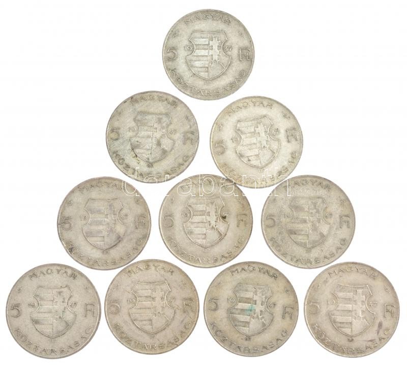 1947. 5Ft Ag 'Kossuth' (10x) T:2-,3 patina Adamo F8.1