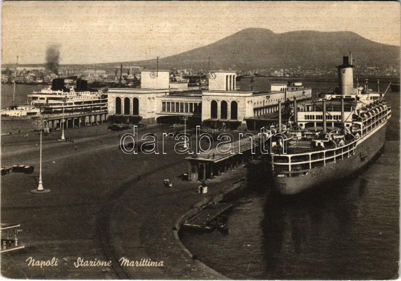 1961 Napoli, Naples; Stazione Marittima / port, steamship (EB)