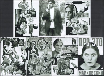 cca 1920 és 1930 között készült felvételek Majakovszkij (1893-1930) szovjet/orosz/grúz költőről, aki az orosz futurizmus egyik előfutára volt, az őt ábrázoló képekről és az általa készített kollázsokról Kotnyek Antal