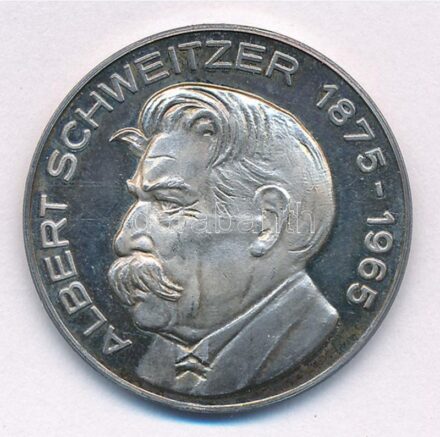 Németország 1965. 'Albert Schweitzer 1875-1965 / Aki az 'Élet Tisztelete' c. etikai álláspontjáért 1952-ben Nobel-békedíjat kapott' kétoldalas, jelzett Ag emlékérem, a peremen 'B.H. Mayer' gyártói jelzéssel (10,08g/0,835/30mm) T:1-
