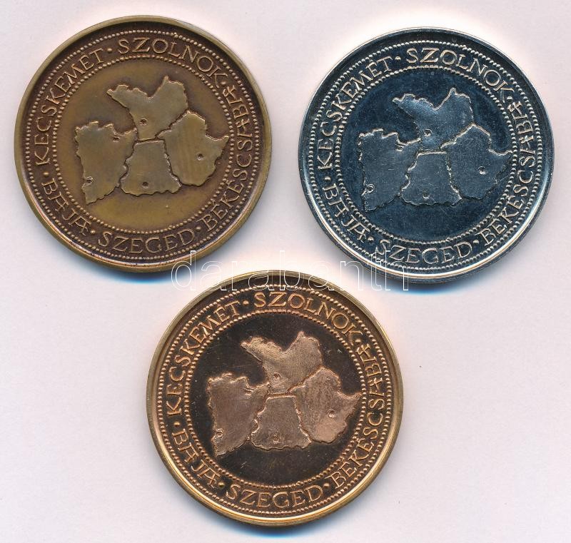 DN 'Vidia Kereskedelmi Vállalat - 5 - 20 - 40 Törzsgárda' (3xklf) kétoldalas Br és fém emlékérmek (42mm) T:2 patina, karc - Image 2