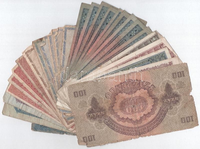 1920-1946. 26db-os magyar Korona- és Pengő bankjegytétel, közte 1946. 10.000.000AP fordított címerrel + Csehszlovákia 1919. 1K T:III-IV - Image 2