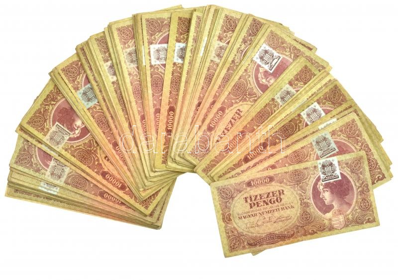 1945. 10.000P (142db), 'MNB' bélyeggel T:III,III- közte szép papír Adamo P23