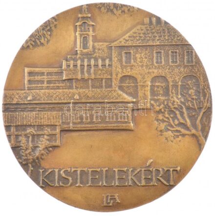 Lapis András (1942-) 'Kistelekért / Jutalomérem' kétoldalas Br plakett (85mm) T:1 kis patina