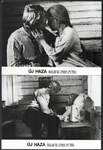 cca 1972 ,,Új haza' című svéd film jelenetei és szereplői, 6 db vintage produkciós filmfotó, ezüst zselatinos fotópapíron, a használatból eredő (esetleges) kisebb hibákkal, 18x24 cm