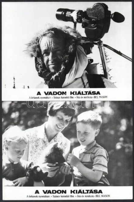 cca 1973 ,,A vadon kiáltása - farkasok nyomában' című kanadai film jelenetei és szereplői, 13 db vintage produkciós filmfotó, ezüst zselatinos fotópapíron, a használatból eredő (esetleges) kisebb hibákkal, 18x24 cm