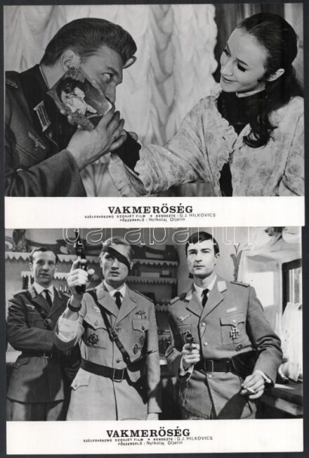 cca 1985 előtti ,,Vakmerőség' című szovjet film jelenetei és szereplői, 13 db vintage produkciós filmfotó, ezüst zselatinos fotópapíron, a használatból eredő (esetleges) kisebb hibákkal, 18x24 cm