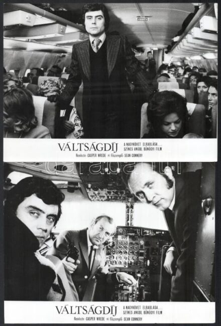 cca 1974 ,,Váltságdíj - a nagykövet elrablása' című angol film jelenetei és szereplői (köztük Sean Connery), 13 db vintage produkciós filmfotó, ezüst zselatinos fotópapíron, a használatból eredő (esetleges) kisebb hibákkal,