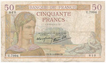 Franciaország 1938. 50Fr T:III, III- France 1938. 50 Francs C:F, VG Krause 85.b