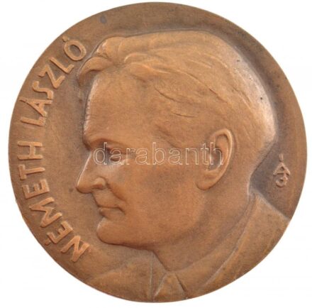 Ács József (1931-) DN 'Németh László' egyoldalas Br emlékérem (80mm) T:1-,2 patina, kis ph, hátoldalán ragasztónyom