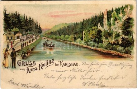 1904 Karlovy Vary, Karlsbad; Gruss vom Hans Heiling bei Karlsbad. litho (EK)