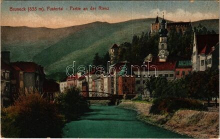 1918 Brunico, Bruneck (Südtirol); Pustertal, Partie an der Rienz / Val Pusteria, Rienza river + 'K.u.k. Elektrokomp. Zensuriert' (EK)