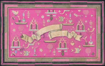Art deco reklám csomagolás terv, 1925-35 körül, feltehetően csokoládéhoz készült, vegyes technika, kollázs, karton, jelzés nélkül, 13×21 cm