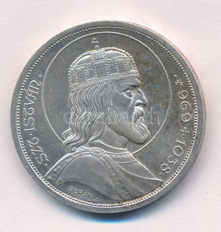 1938. 5P Ag 'Szent István' T:1-,2 patina Adamo P8.1