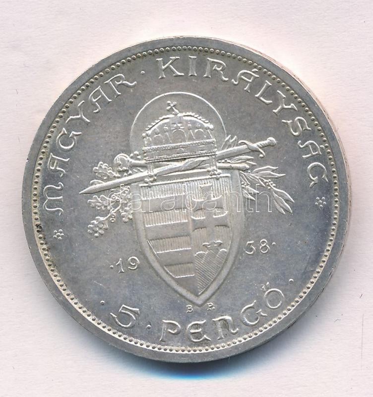 1938. 5P Ag 'Szent István' T:1-,2 patina Adamo P8.1 - Image 2