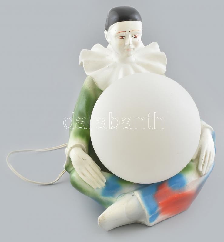 Pierrot kerámia asztali lámpa. Kopásokkal 30 cm. Működik