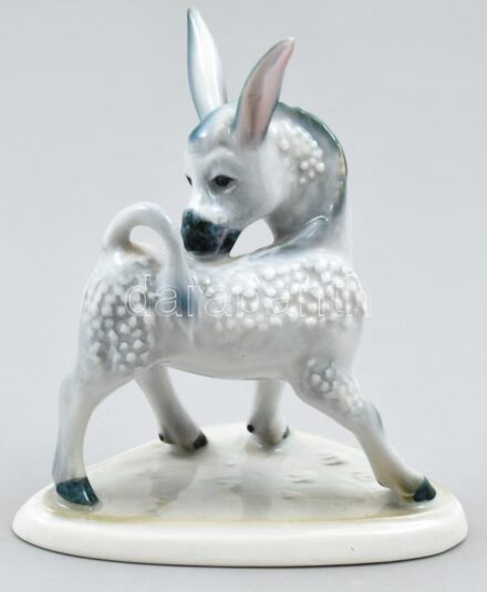 Zsolnay szamár figura. Kézzel festett, jelzett, hibátlan 13 cm