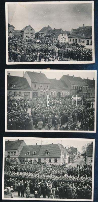 cca 1933 SA (Sturmabteilung) katonák felvonulása, 3 db, 6×8,5 cm