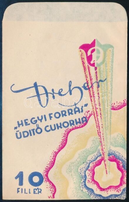 cca 1935-1940 Dreher Hegyi Forrás cukorka, használatlan papírtasak