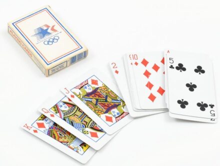 1984 Los Angelesi olimpia kártya eredeti dobozában / Los Angeles Olympic Games official playing card