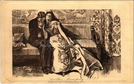 1909 'Another Monopoly' Lady art postcard, romantic couple. 'Pictorial Comedy' Postcards No. 138. James Henderson & Sons (EK)