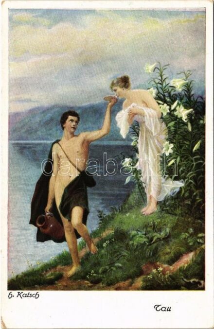 Tau / Erotic nude lady art postcard. 'Bunte Reihe' Nr. 10. s: Katsch (EK)