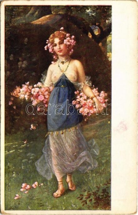 Erotic lady art postcard. B.K.W.I. 938-6. (EK)