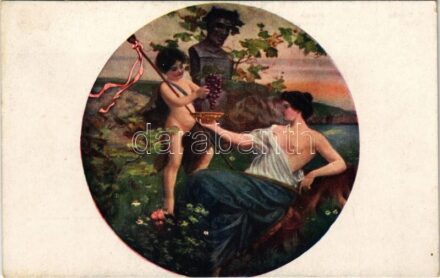 Herbst / Podzim / Erotic nude lady art postcard. Minerva Prague 1165. s: E. Czech
