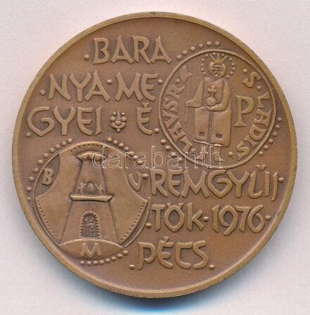 Nagy István (1920-) 1976. 'Baranya megyei éremgyűjtők 1976. Pécs / 900 éves a Dukász korona' Br emlékérem (42,5mm) T:1- Adamo PS2