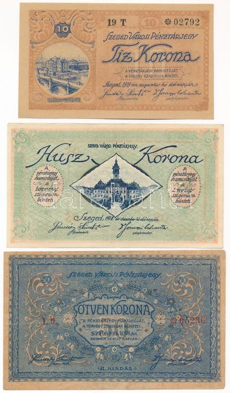 Szeged 1918. 50K 'II. kiadás' + 1919. 10K '19 T 02792' + 1919. 20K 'U 20 02289' T:I--III - Image 2