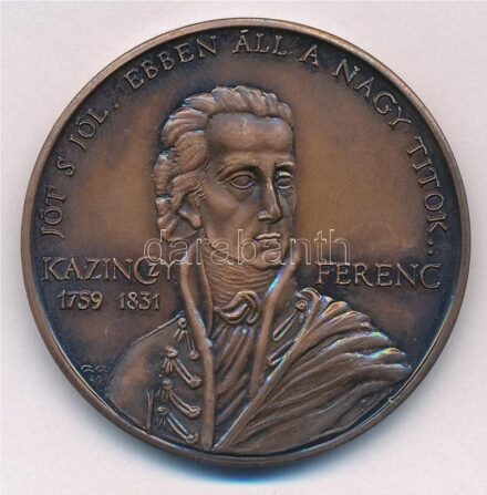 Gáti Gábor (1937-) 1989. 'MÉE XIX. Vándorgyűlése Sátoraljaújhely - Kazinczy Ferenc' bronz emlékérem (42,5mm) T:1,1-