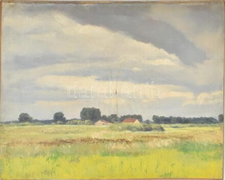 Sárdy Brutus (1892-1970): Zöldellő táj. Olaj, vászon. Jelzés nélkül. Kartonra kasírozva, 44,5x55 cm.