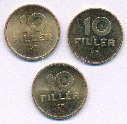 1947-1950. 10f Cu-Al 'citromsárga' artex veret (3xklf) T:1,1- patina Adamo F3