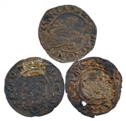 1541K-B Denár Ag 'I. Ferdinánd' (0,46g) + 1626K-B Denár Ag 'II. Ferdinánd' (0,46g)+ 163?K-B Denár Ag 'II. Ferdinánd' (0,48g) T:2- patina, ly. Hungary 1541K-B Denar Ag 'Ferdinand I' (0,46g) C:XF patina + 1626K-B Denár Ag 'II. Ferdinánd'