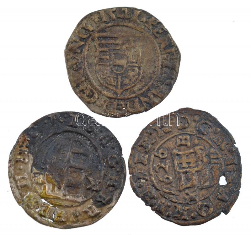 1541K-B Denár Ag 'I. Ferdinánd' (0,46g) + 1626K-B Denár Ag 'II. Ferdinánd' (0,46g)+ 163?K-B Denár Ag 'II. Ferdinánd' (0,48g) T:2- patina, ly. Hungary 1541K-B Denar Ag 'Ferdinand I' (0,46g) C:XF patina + 1626K-B Denár Ag 'II. Ferdinánd' - Image 2