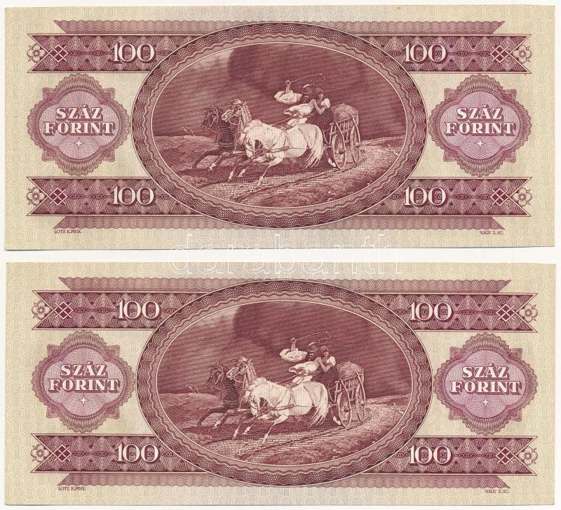 1984. 100Ft (2x) 'B 029 371804 - B 029 371805' sorszámkövetők T:I,I- bal felső sarkaknál apró vágásnyom Adamo F35 - Image 2