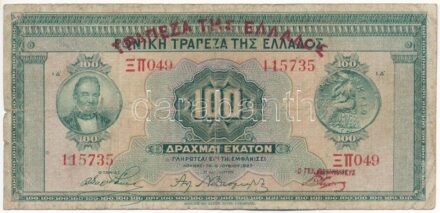 Görögország 1927. 100D T:III- Greece 1927. 100 Drachmai C:VG Krause P#91