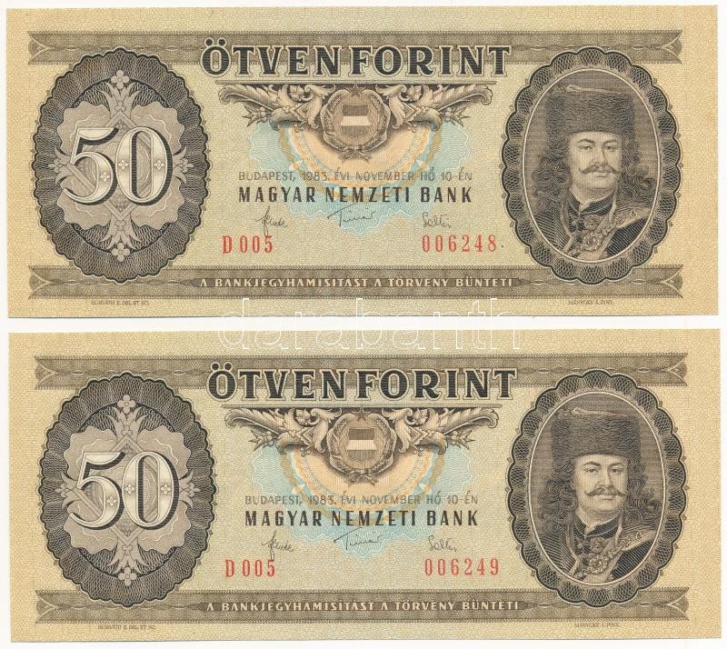 1983. 50Ft (2x) sorszámkövetők 'D 005 006248 - D 005 006249' T:I Adamo F23