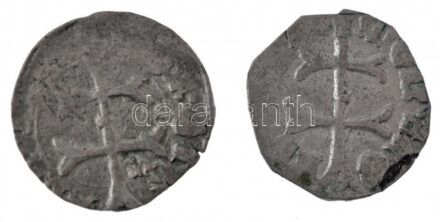 1390-1427. Denár Ag 'Zsigmond' (2x) (0,54g és 0,50g) T:2- Hungary 1390-1427. Denar Ag 'Sigismund' (0,54g and 0,50g) C:VF Huszár: 576, Unger I.: 449.a