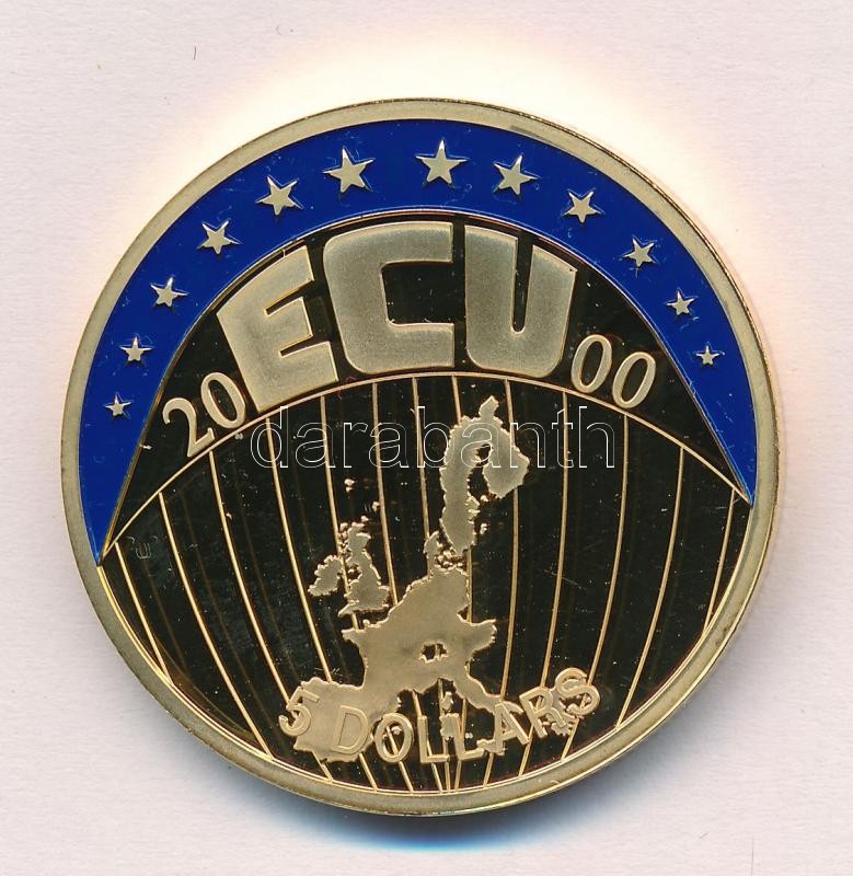 Libéria 2000. 5$ 'ECU' próbaveret T:PP Liberia 2000. 5 Dollar 'ECU' trial strike C:PP