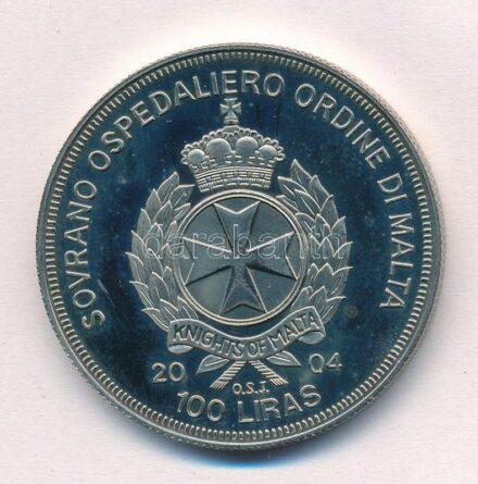 Máltai Lovagrend 2004. 100L Cu-Ni 'Magyarország az EU-ban' T:PP felületi karc Sovereign Order of Malta 2004. 100 Liras Cu-Ni 'Hungary in the EU' C:PP surface scratches