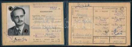 1957-1959 Gárdos György, a Hunnia Filmstudió igazgató helyettesének fényképes igazolványa