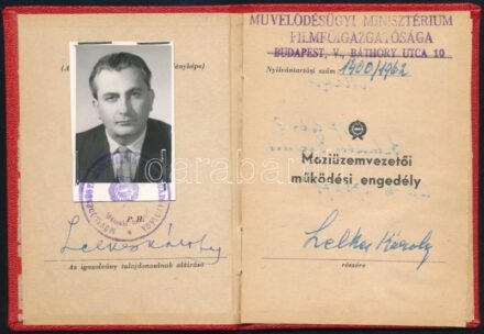 1962 Fényképes moziüzemvezetői működési engedély