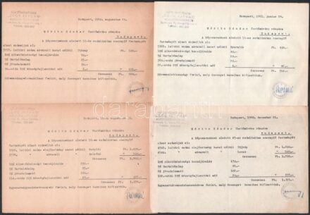 cca 1960-1961 Móritz Sándor (1924 - 1966) festőművész részére kiadott igazolások a 'Képzőművészek 'Csók István' Alkotóközösségétől, kb. 32 db