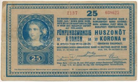 1918. 25K '3137' 3mm, hullámos hátlappal T:III fo. Adamo K22/4