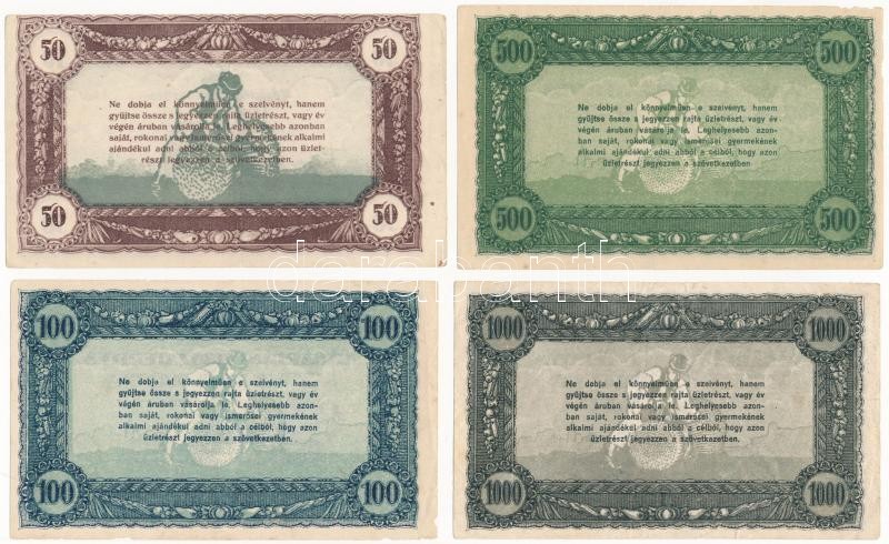 ~1920. 50K-500K 'Vásárlási visszatérítés' (4xklf), kitöltött és kitöltetlen T:II-,III - Image 2