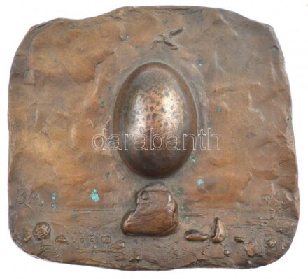 Borsos Miklós (1906-1990) 1956. 'Genezis I. - Ab ovo' öntött Br plakett (~140x129mm) T:1- Hungary 1956. 'Genesis I. - Ab ovo' cast Br plaque. Sign: Miklós Borsos (~140x129mm) C:AU