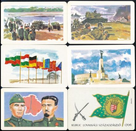 1976-1987 10 db Magyar Néphadsereg és Magyar Honvédelmi Szövetség kártyanaptár